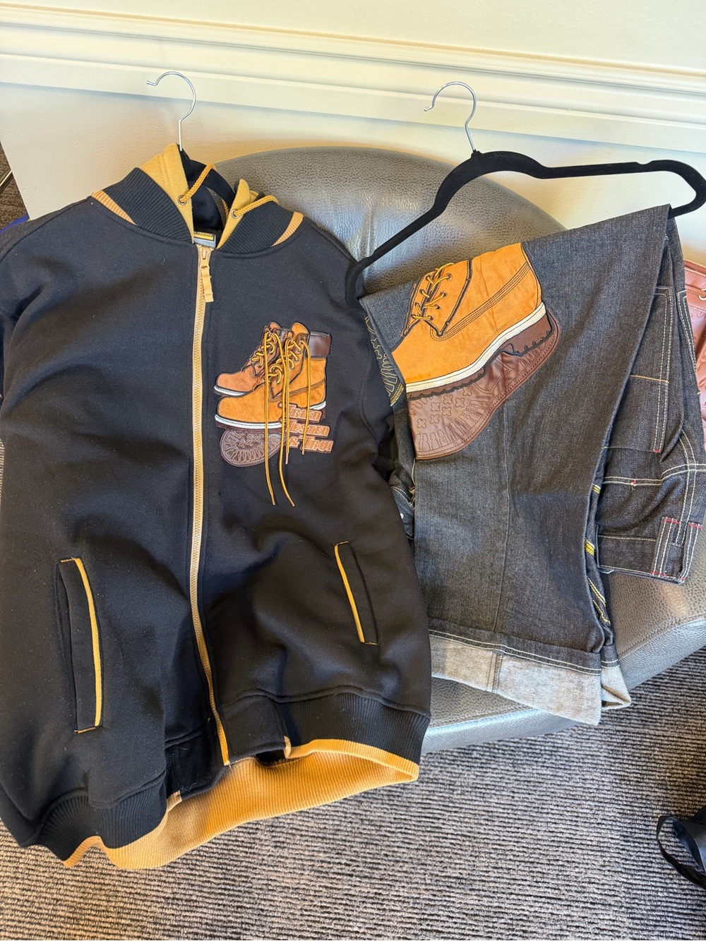 Kids Black and Tan Hooded Jacket with Boot Graphic